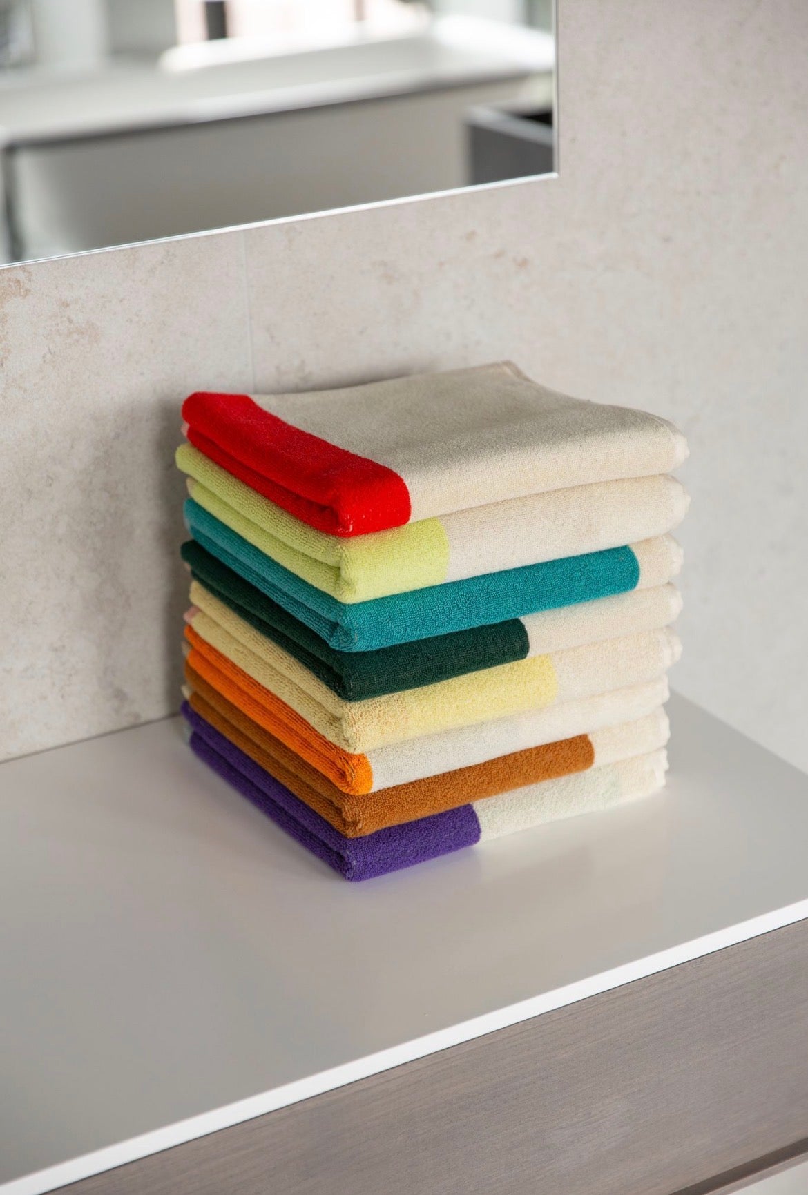 Dark Green - Orange Håndklæde 50 x 100