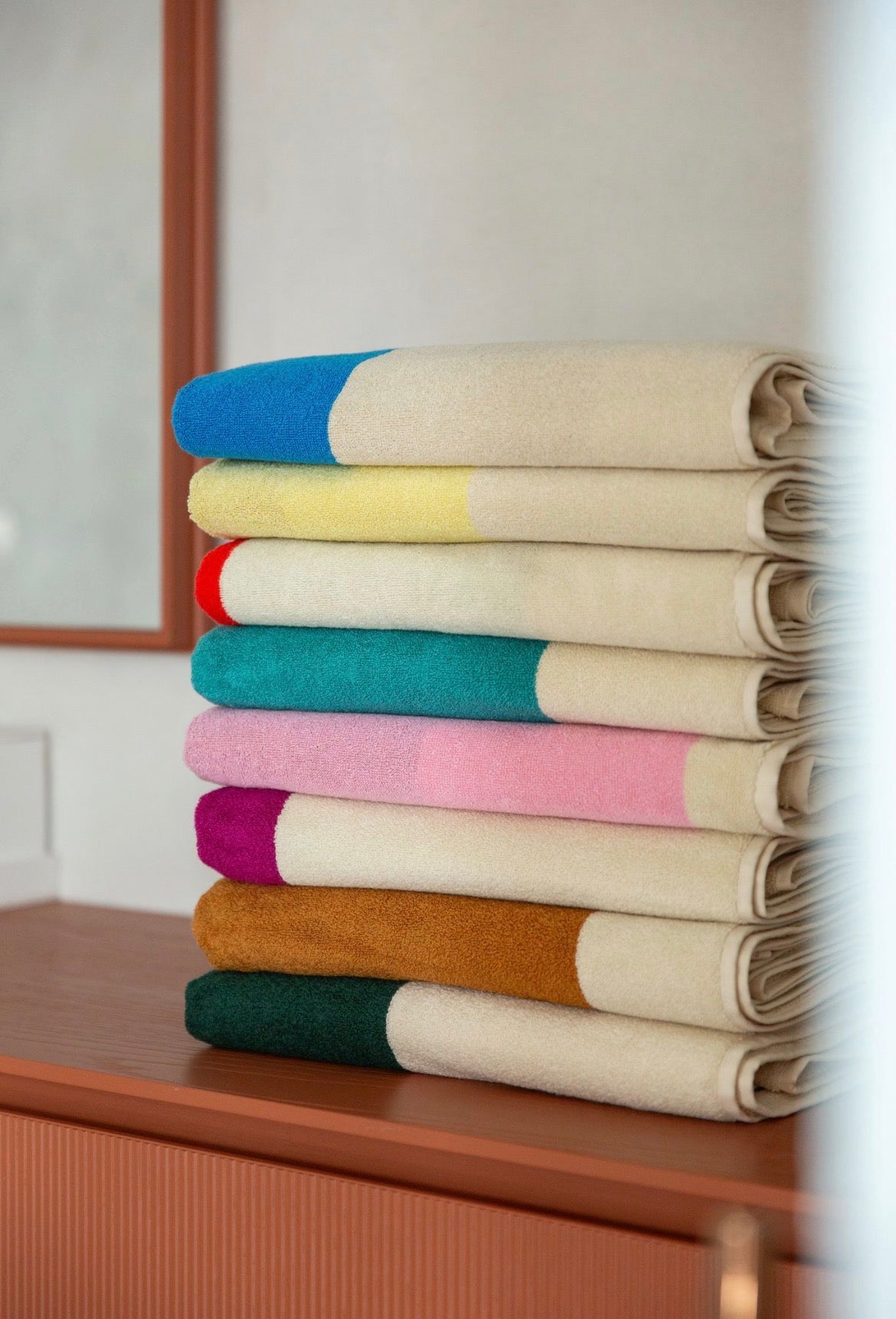 Dark Green - Orange Håndklæde 50 x 100