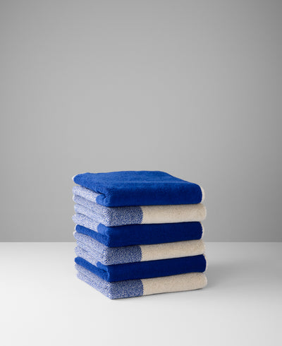 2 stk 30 x 50 cm gæstehåndklæder Cobalt/Ecru