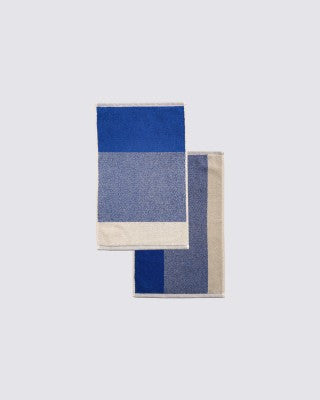 2 stk 30 x 50 cm gæstehåndklæder Cobalt/Ecru